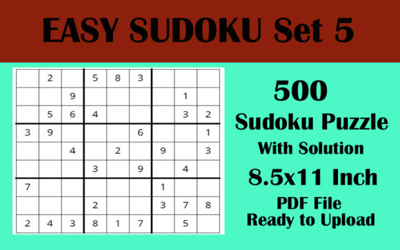 Discover the Joy of Puzzling with 500 EASY Sudoku Puzzle 8.5x11 Volume 5