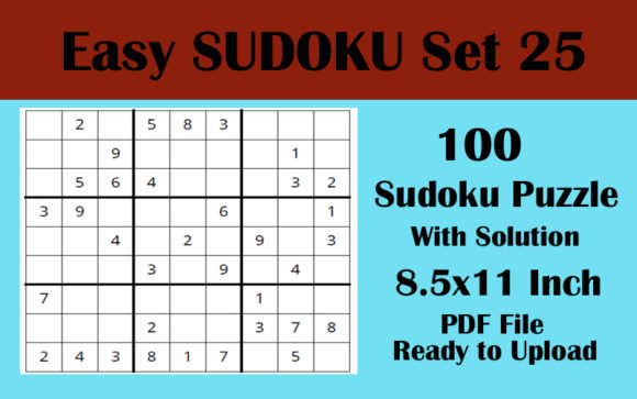 Explore Sudoku Puzzle 100 EASY 8.5x11 Volume 25: A Perfect Companion for Brain Teasers