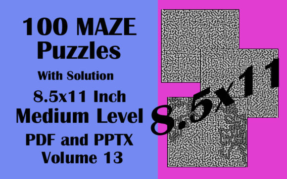 Unlock Creativity and Mindfulness with 100 Medium Maze 8.5x11 PDF PPTX Vol 13