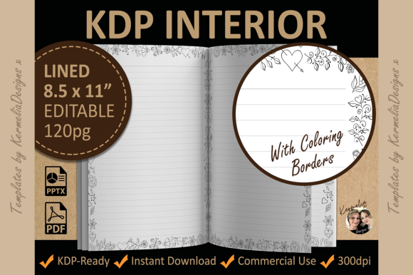 Valentine Floral Lined Coloring Template